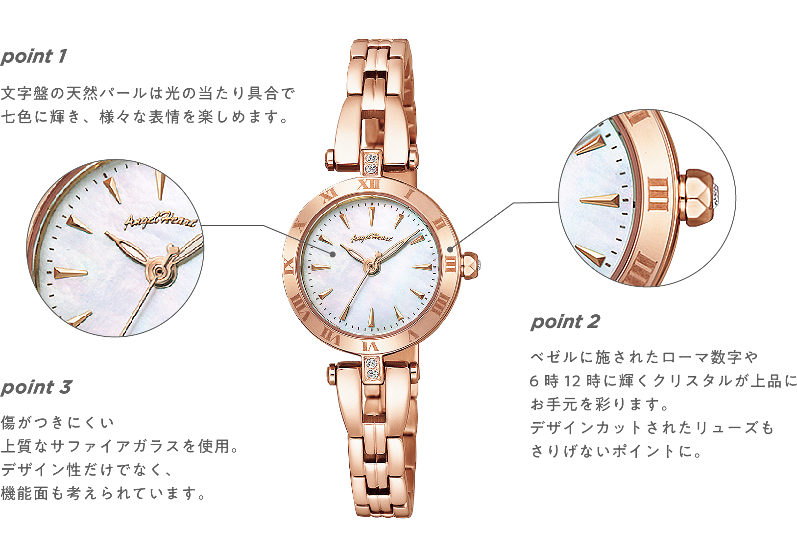 エンジェル ハート Angel Heart 腕時計ホワイトパールケース素材